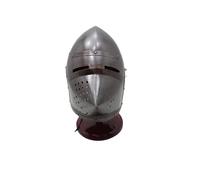 18 Gauge Steel Pig Face Knight Helmet with Brass Trim & Ventilated Visor Handmade Armour for LARP, Reenactment, Cosplay & Display