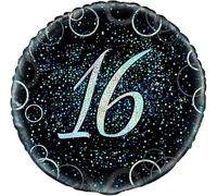 18" Glitz Blue Foil 16th Birthday Balloon