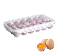 18 Grid Egg Carrier Container, Plastic Holder Trays, Storage Box, Portable Stackable Transparent Refrigerator Organizer With Lid for Protection, Keeping Eggs Fresh