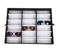 18 Grids Glasses Display Case Eyeglass Sunglasses Storage Box Holder Tray Organizer Shelf Glasses Jewelry Display Stand Box, 47.5x37.5x6cm