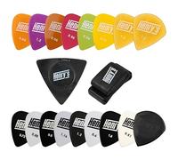 18 Guitar Picks & Pick Holder - Pro Sound & Feel - Different Materials & Thicknesses - Smooth Edges & Bold Colors - Guitar Picks for Acoustic Electric Bass - Thin Medium Heavy Pics Variety Pack