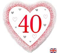 18" Happy 40th Anniversary Heart Rudy Foil Balloon