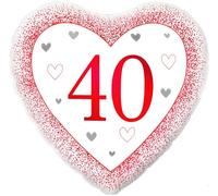 18" Happy 40th Anniversary Heart Rudy Foil Balloon