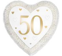 18" Happy 50th Anniversary Heart Gold Foil Balloon