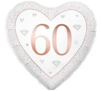 18" Happy 60th Anniversary Heart Diamond Foil Balloon