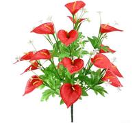 18 Head Calla Lily Artificial Bouquet Made from Silk Material Suitable for Repeated Use in Various Decor Environments (Red)