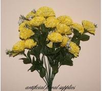 18 head YELLOW carnation artificial flower bush wedding/grave/vase