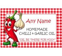 18 Homemade Chilli & Garlic Oil Labels, Stickers Personalised with Any Name