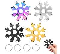18-in-1 Multi-Tool Snowflake, 4 Pieces Stainless Steel Snowflake Tool Keychain Snowflake Multitool Tool Christmas Gifts for Men