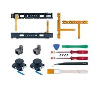 18 in 1 Replacement Repair Kit for N-Switch Joy-Con with Screwdrivers Opening Tool, 3D Left Right Analog Joysticks, Buckle Lock, Charging Port Slider, Button Sync Flex Cable Set