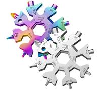 18 in 1 Snowflake Multi Tool, Phillips Flat Screwdriver Kit/Wrench/Bottle Opener, EDC Camping Gear, Gifts for Men (Colorful + Silver)