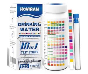 18-in-1 Water Quality Test Strips, Water Testing Kits for Drinking Water,125 ct Home,Well Water Testing Kit for Lead, Water Hardness,Iron,Copper,Heavy Metal,Chlorine,Nitrate and More