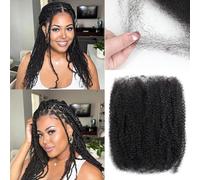 18 Inch Afro Kinkys Bulk Human Hair for Dreadlock Extensions 150g/Pack Marley Twist Braiding Hair Mini Twist Human Hair Bulk for Repair Locs (1B#, 18 Inch (Pack of 3))