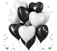 18 inch Black and White Heart Balloon,10 PCS Love Heart Balloons for Wedding Balloons, Black Birthday Decorations, Engagement Party Decorations, Just Married Balloon
