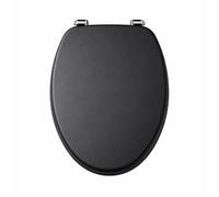 18 Inch Black Wooden Toilet Seat Mdf Universal Wc Bathroom Seat With Fittings