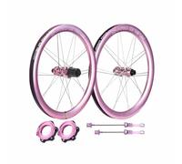 18 Inch BMX Disc Brake Wheelset 355 Folding Bikes Front Rear Wheels 8-11 Speed Cassette, 100/135mm Quick Release, 30mm Aluminium Alloy Double Wall Rims, Ceramic Bearing(Roze)