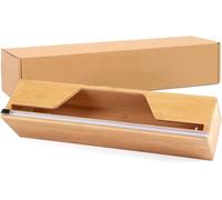 18 Inch Butcher Paper Dispenser with Cutter | Heavy-Duty Holder for Plastic Wrap, Foil, Freezer Paper & Kraft Rolls | Wall/Tabletop Bamboo Organizer | Kitchen, Crafting, Commercial Use