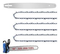 18 Inch Chainsaw Bar and M72 Chain Combo Fit Husqvarna, .325" Pitch .050" Gauge 72 Drive Links Replacement Chains Fit Husqvarna 435, 440, 545, 345, 350, 51, 55 RANCHER, 550XP (3 Chains+ 1 Bar)