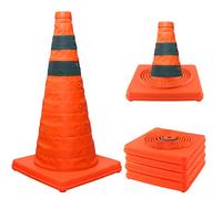 18 inch Collapsible Traffic Cones, 4 Pack Parking Cones| Safety Cones| Road Cones, Orange Cones with Reflective Collars, Pop up Construction Cones for Parking Lot & Driving Practice
