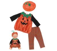 18 Inch Doll Clothes and Accessories Includes Pumpkin Top, Striped Pants & Hats, 16/18in Doll Clothes for Halloween Costumes Girls Gifts