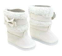 18 Inch Doll Shoes 1 Pair Doll Snow Boots Miniature Shoes Winter Boots with White Faux Fur Lining and Bow Accessories for 18 Inch Dolls Christmas Outfit