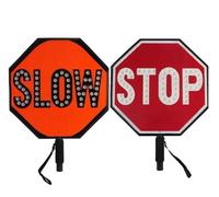 18 Inch Double Sided LED Stop Slow Paddle Sign Handheld Traffic Control Warning Sign for Construction Safety(STOP/SLOW)