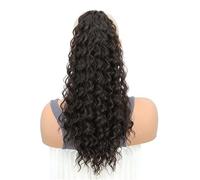 18 inch Drawstring Ponytail for Black Women Short Wavy Curly Ponytails Fluffy Natural Looking Pony Tails Hair Extensions Synthetic Hairpiece for Daily Use(4A)