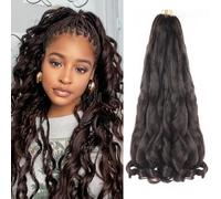 18 inch French Curl Braiding Hair 8 Pack crochet braids hair extensions Curl Braids Crochet Hair expression hair french curl braiding hair Extensions Pre Stretched Bouncy Braiding Hair(18 Inches,4#)