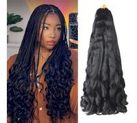 18 inch French Curl Braiding Hair 8 Pack crochet braids hair extensions Curl Braids Crochet Hair expression hair french curl braiding hair Extensions Pre Stretched Bouncy Braiding Hair(18 Inches, 1B#)