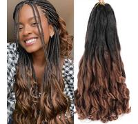 18 Inch French Curl Braiding Hair 8 Packs Pre Stretched Loose Wave Bouncy Braiding Hair French Curls Braids Hair Curly Synthetic Hair Extensions (1B/30#, 18 Inches)