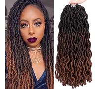 18 Inch Goddess Faux locs Crochet Hair 6 Packs/Lot Soft Gypsy Locs Wavy Crochet Braids Dreadlocks 3Tone Curly Wavy Twist Braiding Hair Extensions African Roots Braid（# 1B/4/30#)