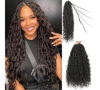 18 Inch Goddess Locs Crochet Hair 7 Packs Bohemian Goddess Faux Locs Crochet Hair Pre Looped Boho Soft Locs Synthetic Braids Hair Extensions for Women (4#, 18 Inches)