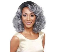 18 inch Grey Wig with Fringe Women Grey Short Bob Wigs For Women Curly Wig Human Hair Afro Wigs for Black Women Wear and Go Glueless Human Hair