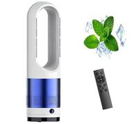 18 Inch Hot & Cool Bladeless Tower Fan, Oscillating Air Circulator with 8 Speeds, Timer, Smart Remote & Purifier for Home Bedroom, Office(Blue)