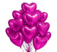 18 Inch Hot Pink Heart Mylar Balloons, 10pcs Big Foil Balloons for Wedding Baby Shower Valentine's Day Party Decorations