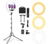 18 Inch LED Ring Light with 70" Tripod, Professional 3000K-6000K Adjustable Brightness & Color Temperature, 55W CRI≥95, with Phone Holder for Live Streaming, YouTube, TikTok, Photography, Makeup