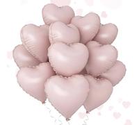 18 Inch Light Pink Heart Foil Balloons Luxury Pastel Hearts Pack of 12 Heart Balloons Premium Party Decor for Weddings, Engagement, Nursery, Baby Shower & Birthdays