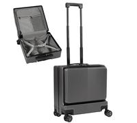 18 Inch Lightweight Hard Cabin Suitcase Hard Shell Luggage with Front Laptop Pocket & 360°Spinner Wheel Cabin Bag Telescopic Handle ABS Travel