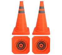 18 inch Orange Collapsible Traffic Safety Cones, 4 Pack Road Parking Cones, Pop-up Reflective Traffic Cone with Reflective Strips and Stable Bases for Road Parking Driving Practice