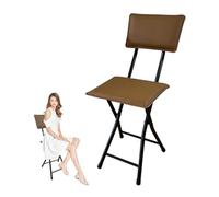18-Inch Padded Folding Stool, Square Design, Comfortable Backrest, No Assembly Required, Indoor Kitchen Chair for Adults, Space-Saving and Portable