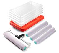 18 Inch Paint Roller Kit, 10 Piece Paint Roller Tray with Liner, Heavy Duty Microfiber Rollers for Walls, Ceilings, Interior & Exterior Painting