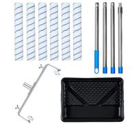 18 Inch Paint Roller Set Large Paint Roller with Adjustable Frame, Roller Sets for Painting with 6 PCS Rollers, Paint Roller Extension Pole and Paint Tray, for Painting Walls and Ceilings