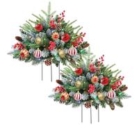 18-Inch Pre-Lit Christmas Tree with Remote & Timer, with 50 Multi-Color Lights, Timer, Battery Operated Tripod Christmas Tree Urn Filler for Porch & Outdoor Holiday Décor (2A)