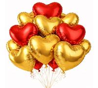 18 Inch Red & Gold Heart Foil Balloons 2 Pack Helium & Air Fill Mylar Baloons for Weddings Valentine's Day Anniversaries Parties & Romantic Party decoration