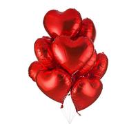 18 Inch Red Heart Balloons for Valentines Day Decorations,10 Pcs Foil Heart Balloons with Ribbon, Romantic Love Hearts Shape Baloon for Birthday Parties, Weddings, Anniversaries Party Props Deco