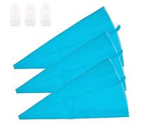 18 Inch Reusable Icing Bags 3-Pack Silicone Piping Bags, Large Pastry Bags Cake Decorating Icing Piping Bags, Baking Dessert Piping Bag with 3 Icing Couplers for Standard Tips, Blue