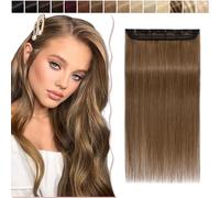 18 inch SEGO One Piece Clip in Real Remy Human Hair Extension [#6 Light Brown] Hair Pieces for Women 3/4 Full Head Straight Invisible (50g)
