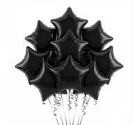18-Inch Star Shape Foil Balloons Helium Compatible - Christmas, Valentines Engagement Bridal Shower Graduation Wedding Anniversary Birthday Party Decorations, Pack of 10 Black Metallic Reusable