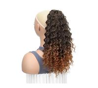 18 Inch Synthetic Afro Kinky Curly Drawstring Ponytail Curly Fake Tail Hair Extension Fluffy Hairpiece for Women(1B30)