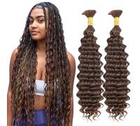 18 Inch Synthetic Deep Wave Bulk Braiding Hair, 160g 2 Bundles for Boho Knotless Micro Braids